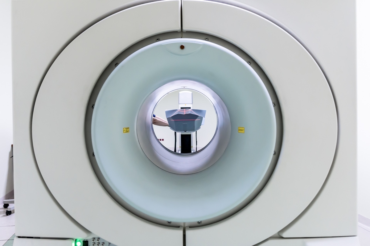 Photo taken inside an MRI machine into the tube