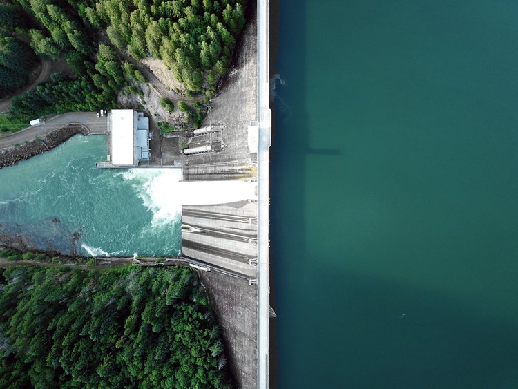 Arial photo of a dam