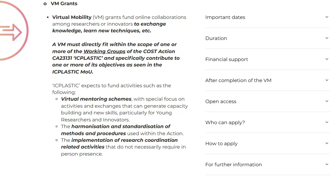 ICPLASTIC - Virtual Mobility grants - Mobility of researchers and innovators - European Cooperation in Science and Technology - COST