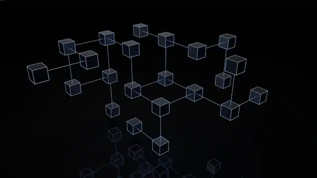 Abstract image of cubes connected by lines to illustrate a network grid