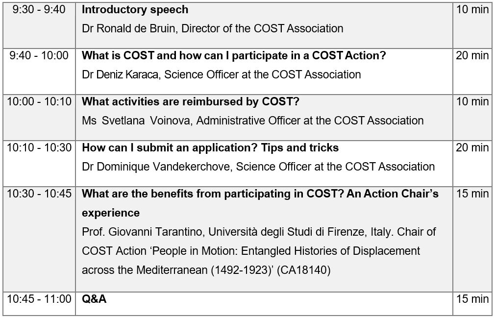cost info day, cost events, cost programme